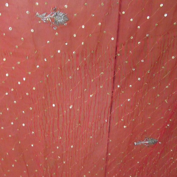 Beautiful, Sheer hand beaded, sequins, appliqued Dupatta, Shawl, Hijab, Chiffon - Picture 9 of 14